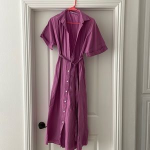 Zara cotton poplin dress magenta